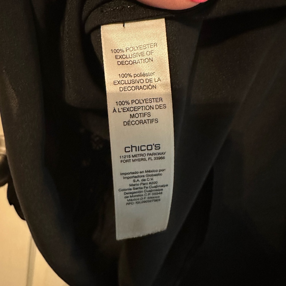 Chico's Black Long Sleeve Tie Front BlouseEUC - Picture 7 of 7